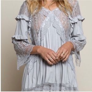 NWT Romantic Lace Ruffled Trim Top - Size Large